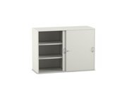 Flexeo Aufsatzschrank wei, Schiebetren, 4 Fachbden, HxBxT: 90,9 x 126,4 x 38 cm