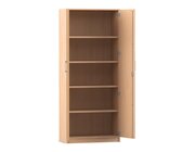 Flexeo Schrank mit Drehtren, Buche hell, 4 Fachbden, Bgelgriff eckig mit Schloss, HxBxT: 190x80x42 cm