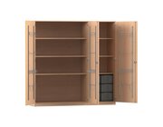 Flexeo Musikschrank Buche hell, HxBxT: 190 x 190,5 x 60 cm, 6 groe Boxen transparent, Bogengriff mit Schloss