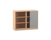 Flexeo Rollladenschrank, Buche hell, 6 Fcher, Mittelwand, HxBxT: 99,1x126,4x58 cm