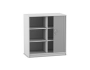 Flexeo Rollladenschrank mit Sockel, Dekor grau, 4 Fachbden HxBxT: 99,1 x 94,4 x 48 cm