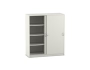 Flexeo Schiebetrenschrank wei, 1 Mittelwand, 2x4 Fcher, BxHxT 126,4 x 143,9 x 38cm mit Sockel