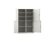 Flexeo Halbtrenschrank weiss, 4 Drehtren, 8 Fachbden, HxBxT: 190 x 126,4 x 60 cm, Bogengriff mit Schloss