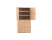 Flexeo Hochschrank mit Sockel, Buche hell, 6 groe Schubladen, HxBxT: 190x94,4x50 cm