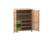 Flexeo fahrbares Multimobil - Musik, Buche hell, 6 kleine Boxen hellgrn/grn HxBxT: 148 x 110 x 70 cm