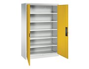 C+P Stahl-Ballschrank, 1950 x 1200 x 400 mm, grau-gelb, mit Schloss Wechselzylinder