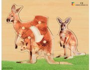 Holz-Puzzle realistisch Knguru, Mutter mit Jungtier, ab 2 Jahre