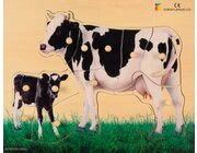 Holz-Puzzle realistisch Kuh, Mutter mit Kalb, ab 2 Jahre