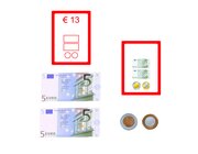 Geldbetrge darstellen Set 1, 25 Auftragskarten in Kunststoffbox, 6-11 Jahre