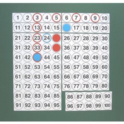 Hunderterfeld fr die Tafel magnetisch mit Kreisen und Ringen