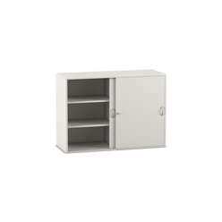 Flexeo Aufsatzschrank wei, Schiebetren, 4 Fachbden, HxBxT: 90,9 x 126,4 x 38 cm