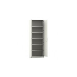 Flexeo Schrank, Drehtren, 6 Fcher, Dekor wei, HxBxT 226,5 x 80 x 42 cm, Bogengriff mit Schloss