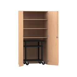 Flexeo Garagenschrank, 3 Fcher, 1 Transportwagen, Buche hell, HxBxT: 190 x 94,4 x 60 cm, Dreholive