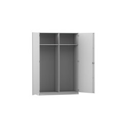 Flexeo Garderobenschrank, Dekor grau, Mittelwand, HxBxT 190 x 126,4 x 60 cm, Bogengriff mit Schloss