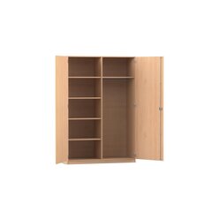 Flexeo Garderobenschrank Buche hell mit Mittelwand, HxBxT: 190 x 126,4 x 60 cm, Bogengriff mit Schloss