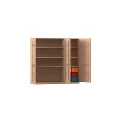 Flexeo Musikschrank, Buche hell, 6 groe Boxen bunt, Breite 190,5 cm, Schloss