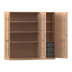 Flexeo Musikschrank Buche hell, HxBxT: 190 x 190,5 x 60 cm, 6 groe Boxen transparent, Bogengriff mit Schloss