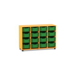 Flexeo Regal PRO, Dekor gelb, HXBXT: 99,1 x 143,9 x 48 cm, 4 Reihen, 16 groe Boxen grn, Stellfe