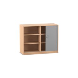 Flexeo Rollladenschrank, Buche hell, 6 Fcher, Mittelwand, HxBxT: 99,1x126,4x58 cm