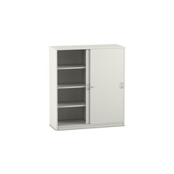 Flexeo Schiebetrenschrank wei, 1 Mittelwand, 2x4 Fcher, BxHxT 126,4 x 143,9 x 38cm mit Sockel