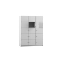 Flexeo Schliefachschrank, Dekor grau, 15 geschlossene Fcher, HxBxT: 190x142,5x50 cm, Transchlag rechts