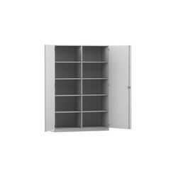 Flexeo Hochschrank grau 10 Fcher, 2 Tren, HxBxT: 190x126,4x50 cm, Bogengriff mit Schloss