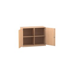 Flexeo Unterschrank, Buche hell, 4 Fcher, HxBxT: 99,1 x 126,4 x 40 cm, Bogengriff mit Schloss