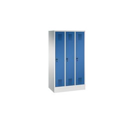 Schliefachschrank mit groen Tren, drei Fcher, Hhe 160 cm, enzianblau RAL 5010