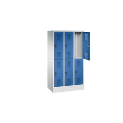 Schliefachschrank mit kleinen Tren, Hhe 160 cm, 6 Fcher, enzianblau RAL 5010