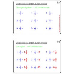 Bruchrechenkartei Teil 2, Multiplikation & Division