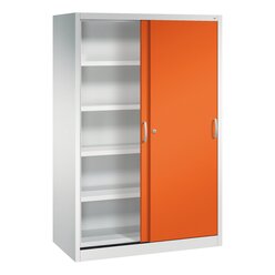 C+P Sportgerteschrank, 1950x1200x600mm, Korpus RAL 7035 Lichtgrau, Front RAL 2004 Reinorange