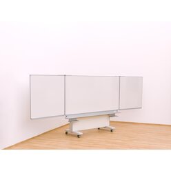 Gestell-Klappschiebetafel, fahrbar und GS-geprft, wei, 150x100cm