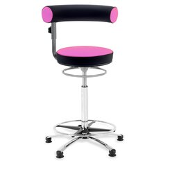 Sanus-Hochstuhl, Sitzhhe 63-89 cm, Lehne hhenverstellbar, Stoff schwarz/pink, mit Rollstopp