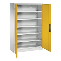 C+P Stahl-Flgeltrenschrank Acurado-1000, 195x120x50 cm, Korpus 7035 Lichtgrau, Front RAL 1004 Goldgelb, Schloss Wechselzylinder