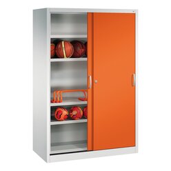 C+P Sportgerteschrank, 1950x1200x600mm, Korpus RAL 7035 Lichtgrau, Front RAL 2004 Reinorange