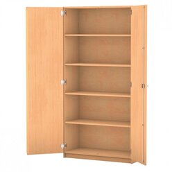 Flexeo Klassenschrank, HxBxT 200x100x50 cm, 4 Fachbden, Buche hell, Dreholive mit Schloss