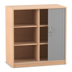 Flexeo Rollladenschrank, Buche hell, 4 Fachbden, Mittelwand, 99,1 x 94,4 x 48 cm