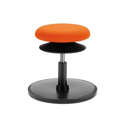 Lffler ERGO TOP Hocker 32-39 cm, Stoff orange mit Bodenwippe Aluminium schwarz, Sitzflche 30 cm, Gasfeder schwarz