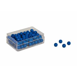 Kunststoffdose mit 100 blauen Perlen