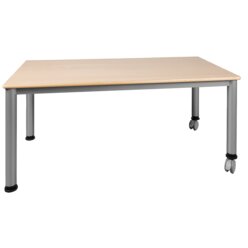 Rechtecktisch 120x60cm, Rundrohr 60mm, 64 cm hoch, fahrbar, Schichtstoff