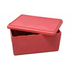 RE-Wood Box mit Deckel 25 x 18 x 11,5 cm - 4 l, rot, im Karton